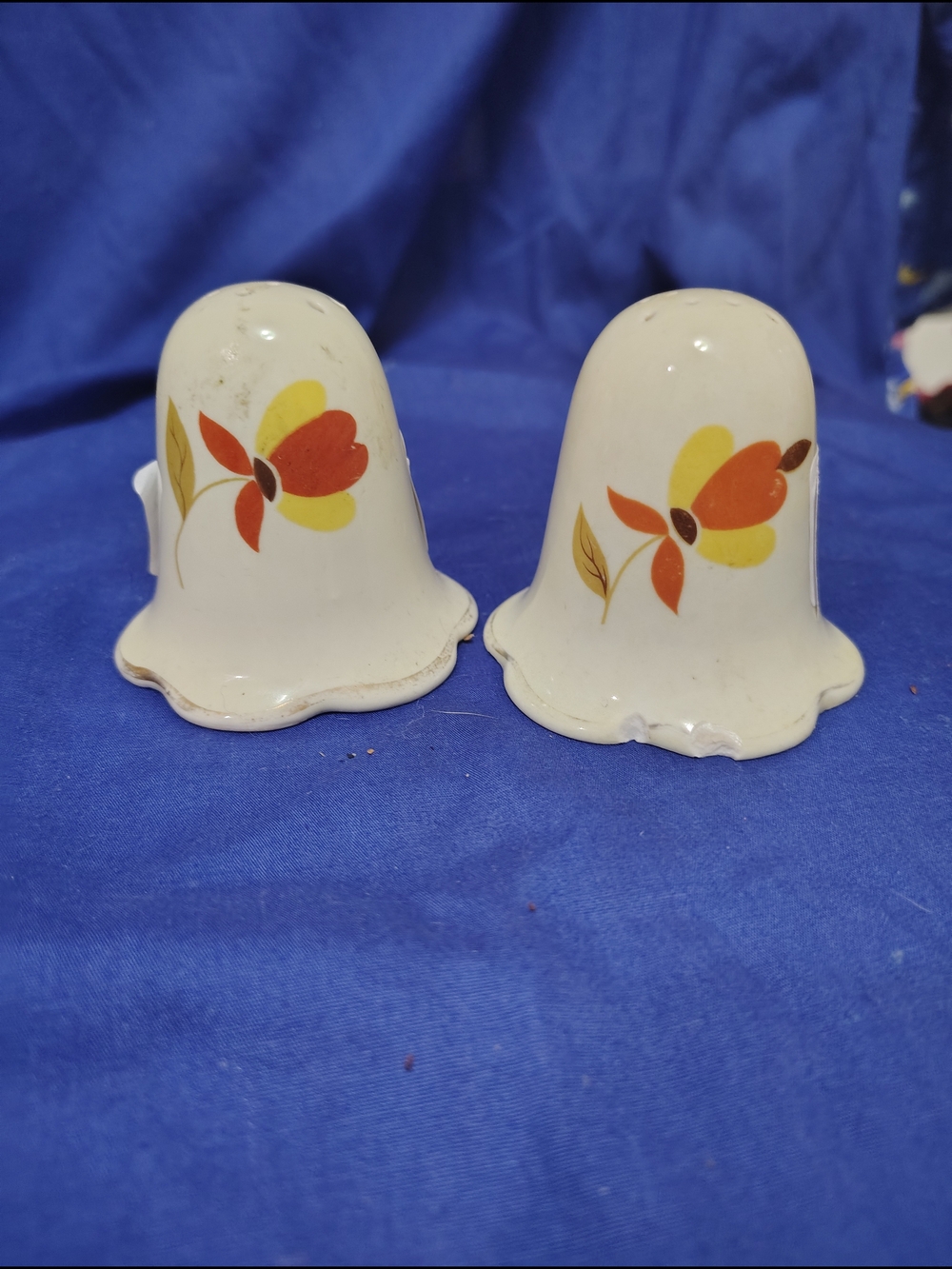 Vintage Floral Ceramic Salt and Pepper Shakers - Yellow & Orange Flowers